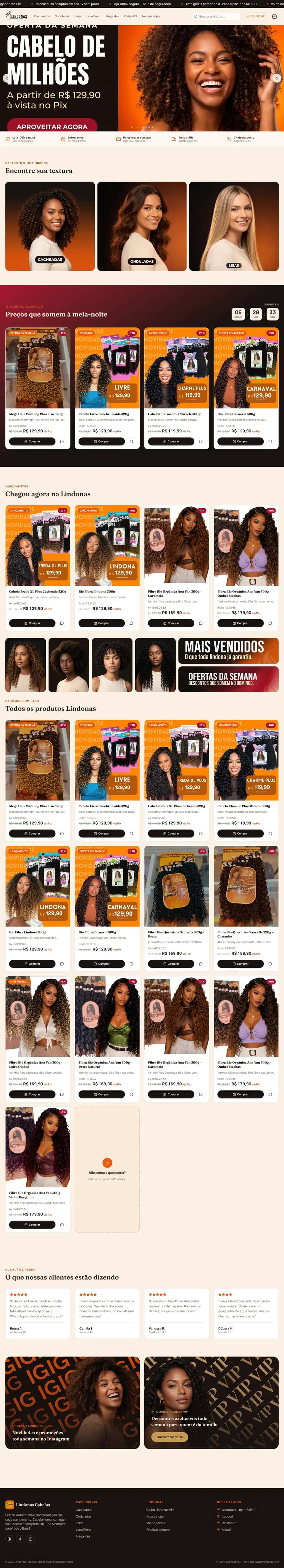 Página inicial do site de Lindonas