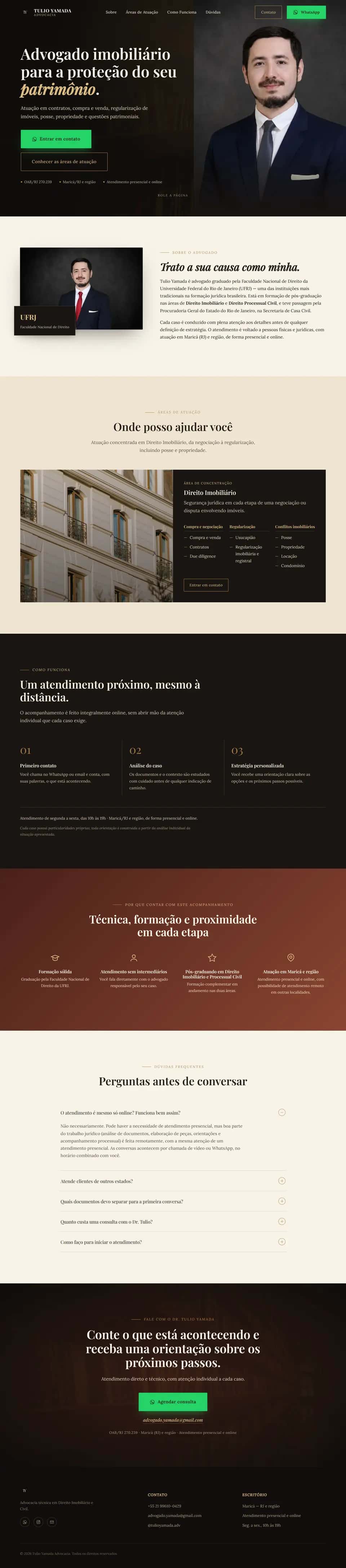 Página inicial do site de Túlio Yamada